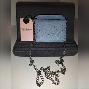 Juicy Couture Dusty Blue All That Glitter Pearl Handle Crossbody Bag